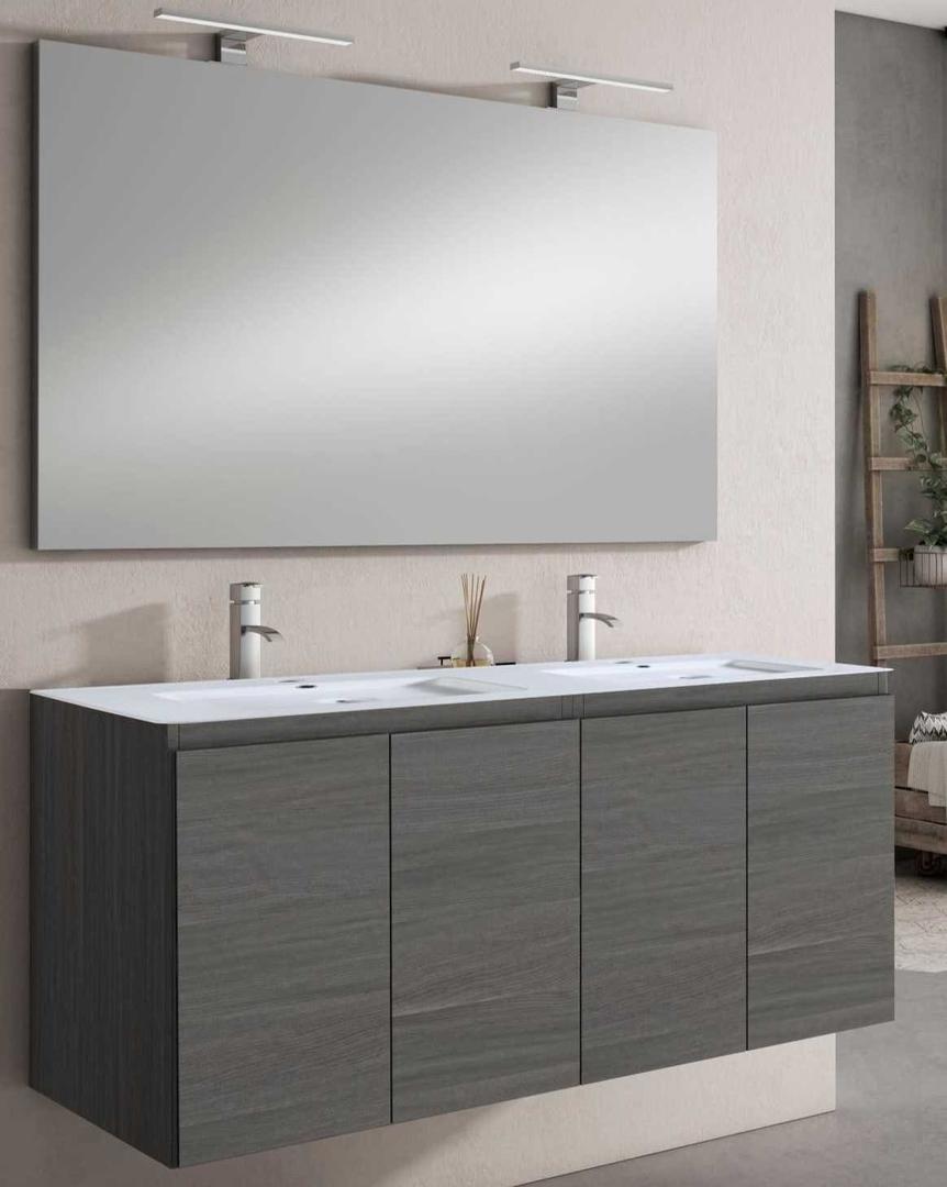 Mueble de baño con lavabo y espejo Prima grafito de Leroy Merlin