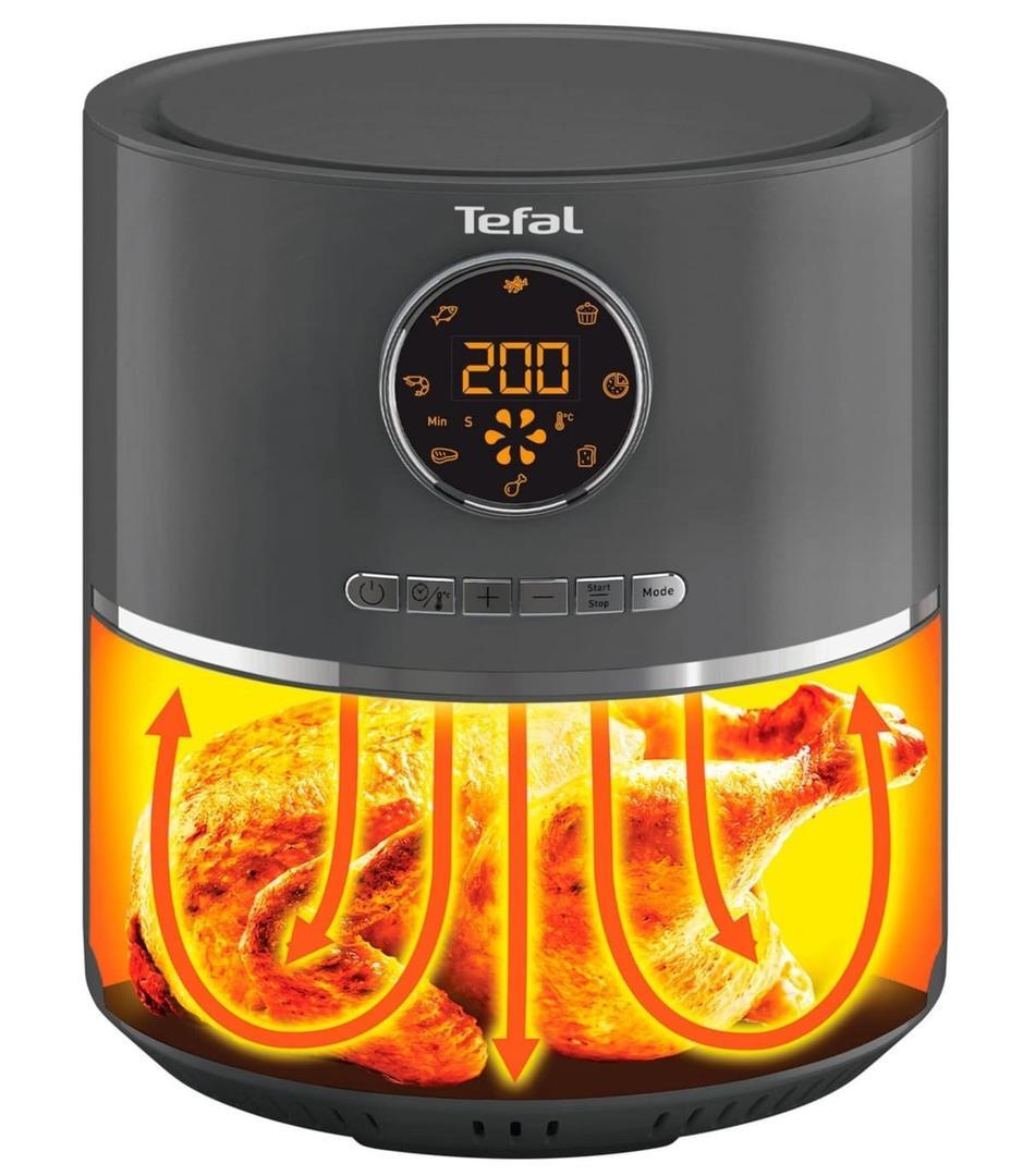 La freidora de aire sin aceite de Tefal de color gris en Carrefour