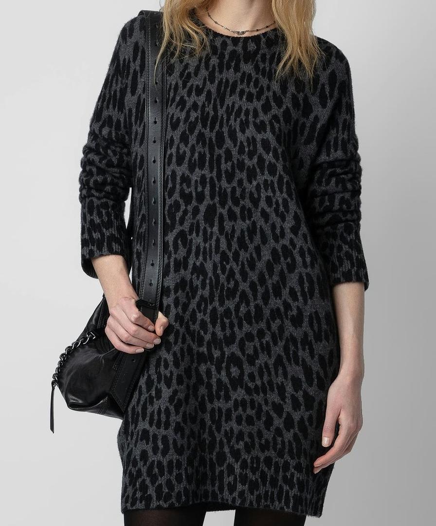 Vestido de cachemira con efecto leopardo de Zadig & Voltaire