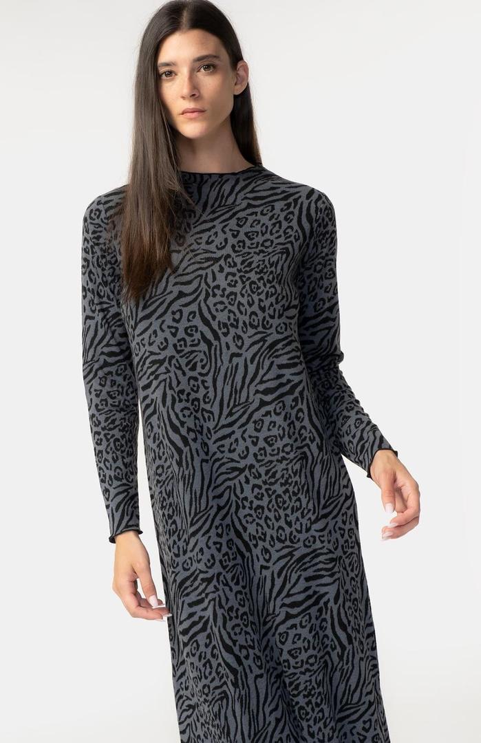 Vestido midi de punto animal print de TEX en Carrefour