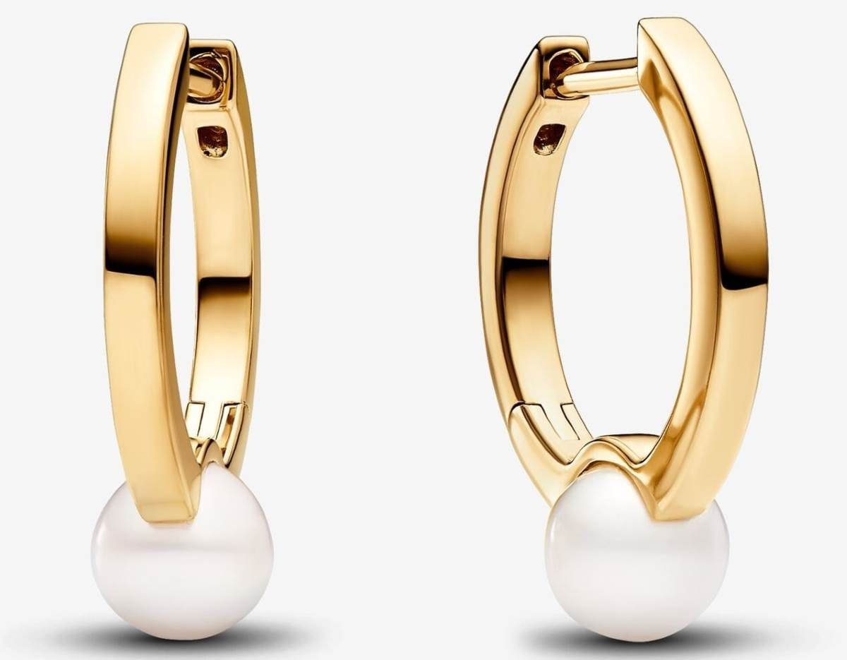 Pendientes de aro Perla Cultivada de Agua Dulce de Pandora