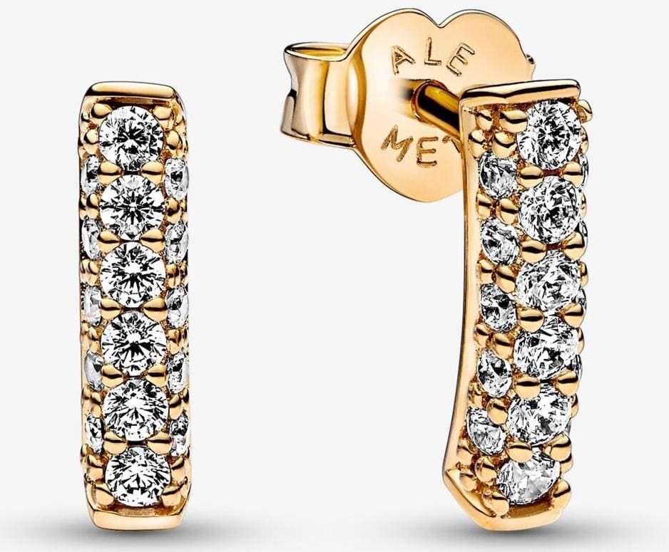 Pendientes de Botón Fila en Pavé de Pandora