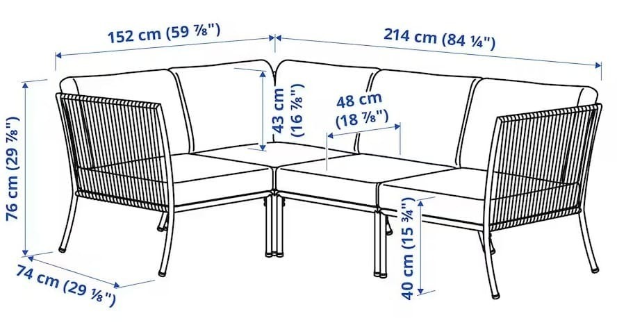 El sofá de tres plazas de esquina exterior blanco y beige SEGERÖN de Ikea