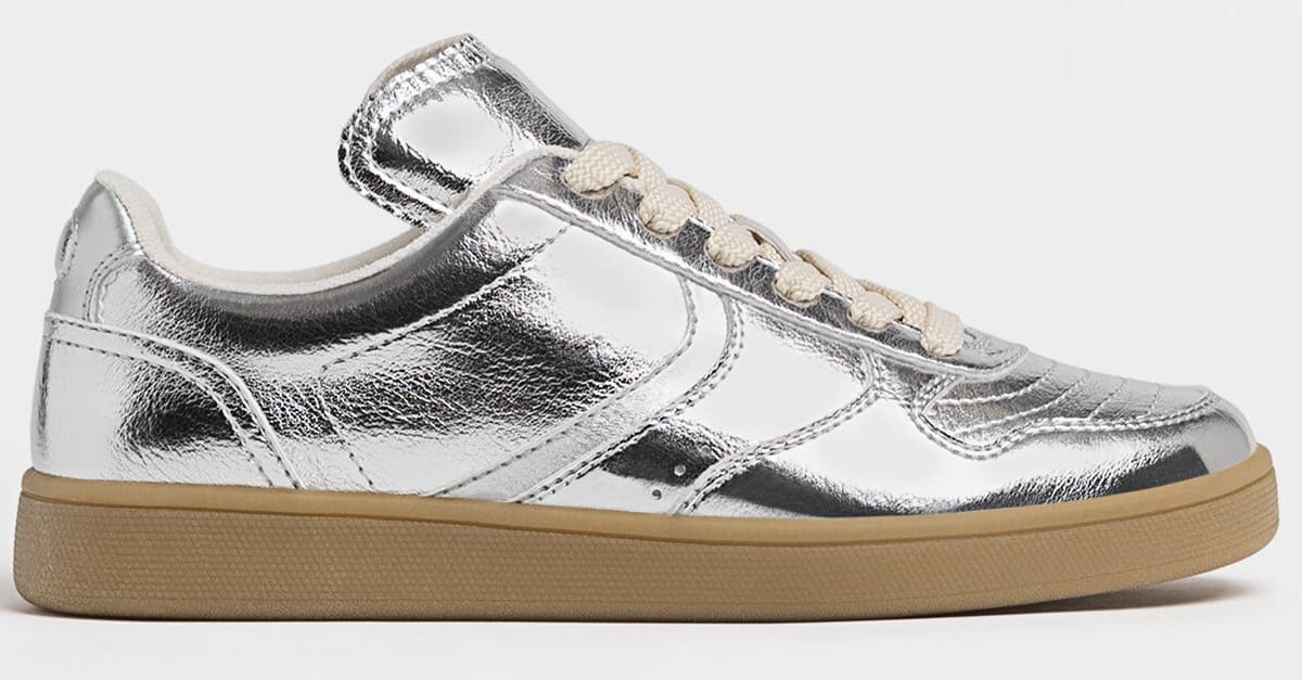 Zapatillas casuales de estilo retro, plateado