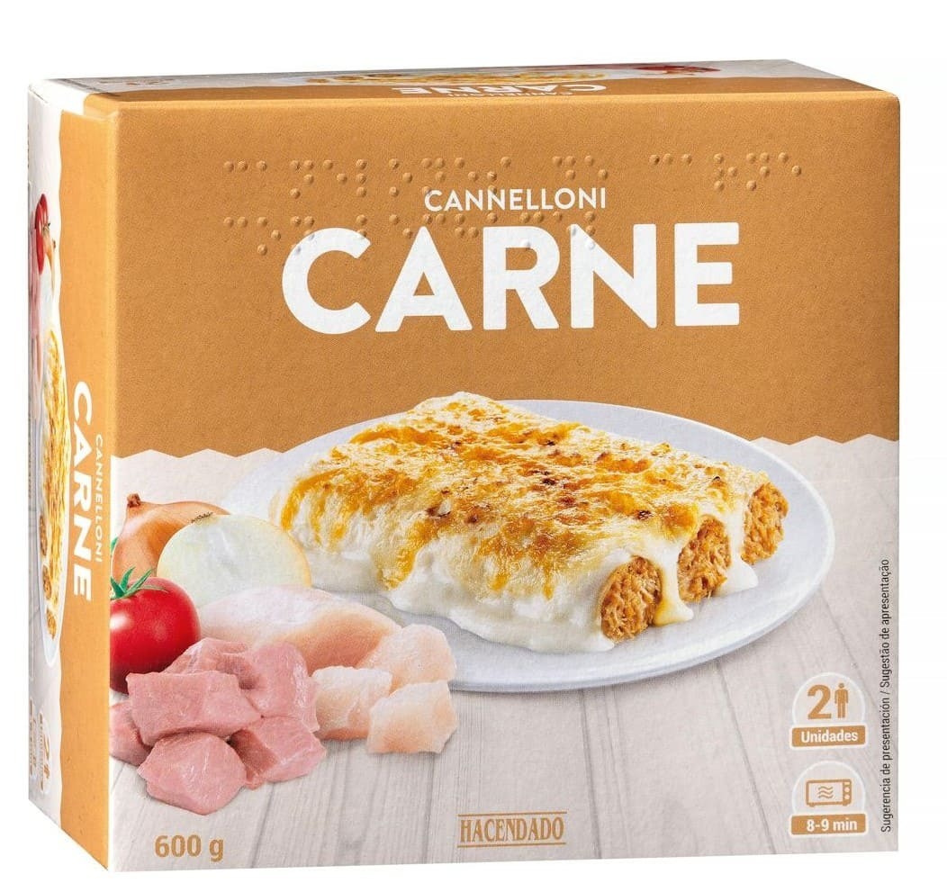 Canelones de carne ultracongelados