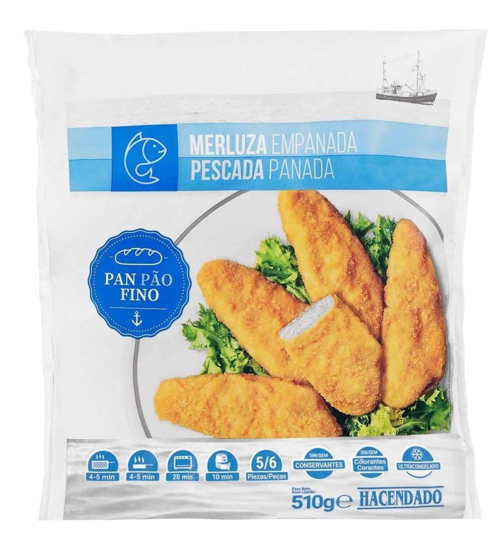 Merluza empanada con pan fino