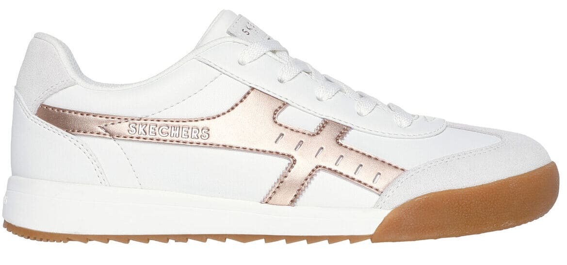 Las zapatillas blancas con detalles rosas Zinger - Metallic Roads de Skechers