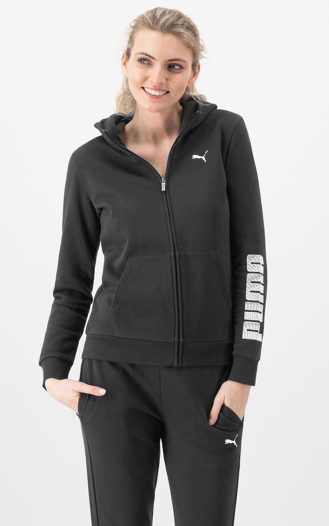 La chaqueta sudadera de Puma para mujer de color negro con cremallera y capucha en Decathlon