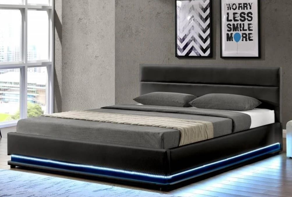 Cama con LED Anastasia 160 x 200 cm Negro de Leroy Merlin
