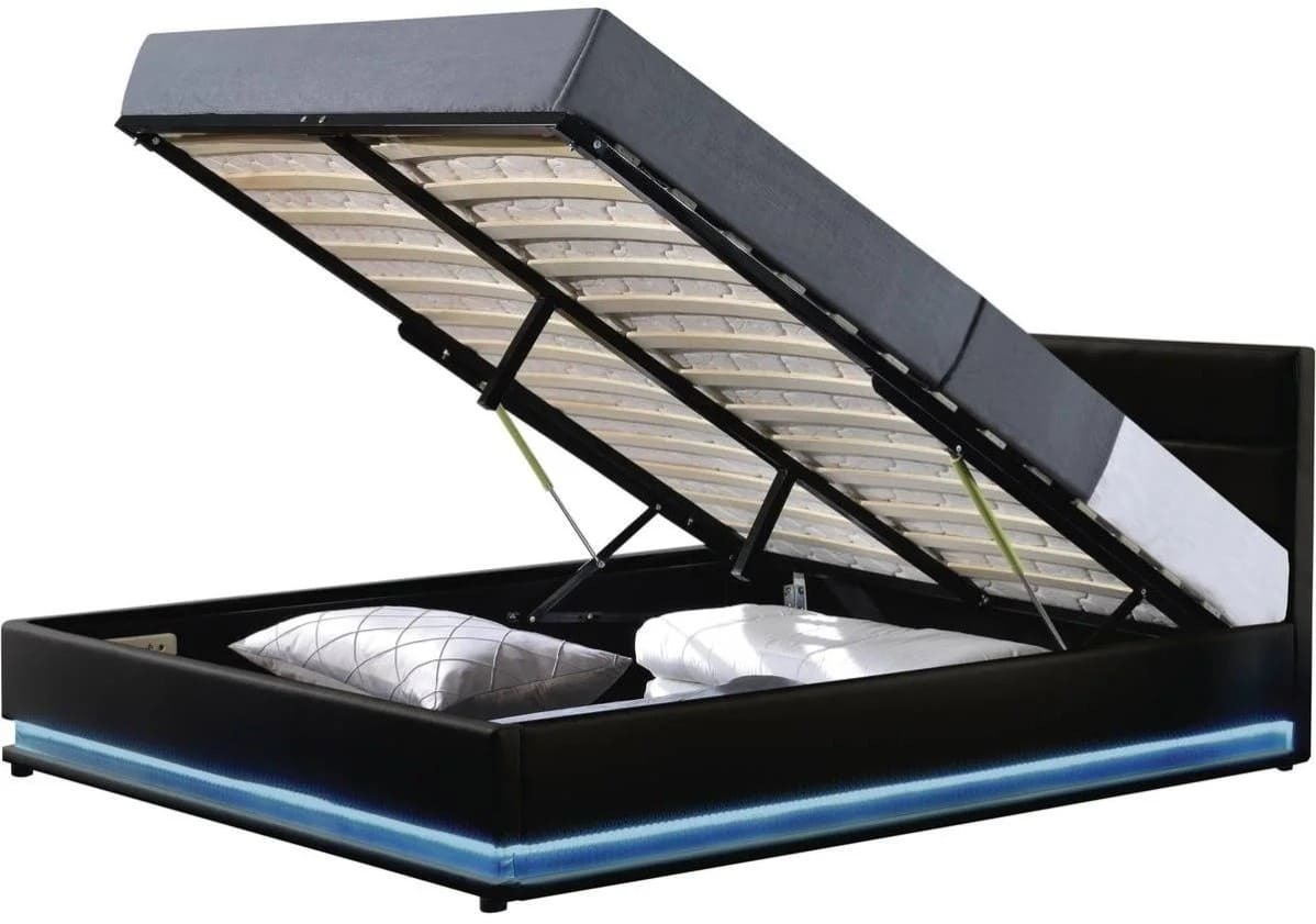 Cama con LED Anastasia 160 x 200 cm Negro de Leroy Merlin