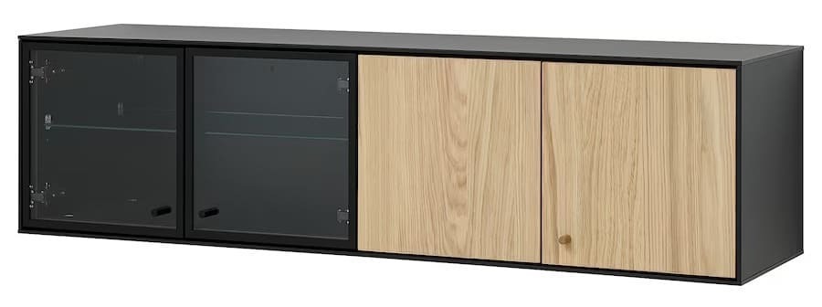 El nuevo estante negro con chapa de roble BOASTAD de Ikea