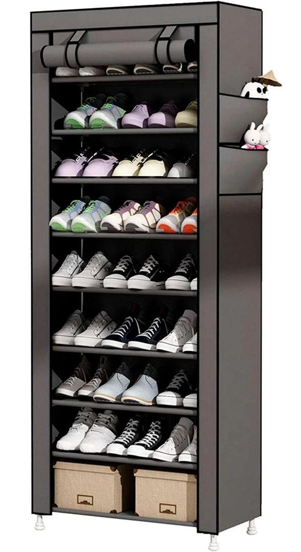 Armario zapatero de tela con puertas y cremallera