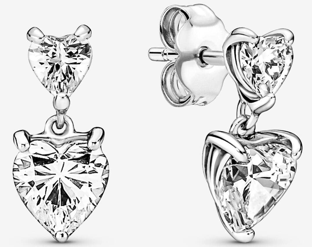 Pendientes Doble corazón brillante de Pandora