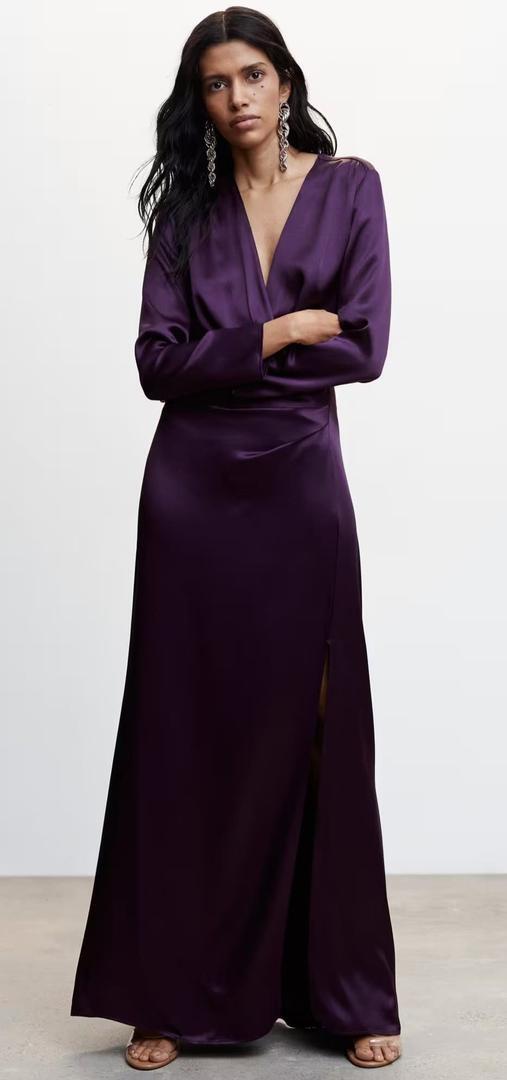 Vestido satinado cruzado Mango