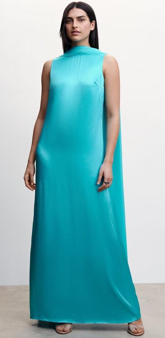 Vestido capa abertura espalda de Mango