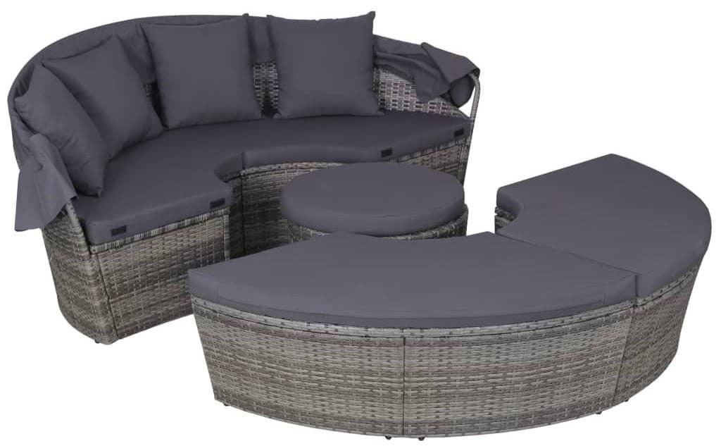 Muebles de jardín con cojines 4 piezas ratán sintético gris Vidaxl de Carrefour