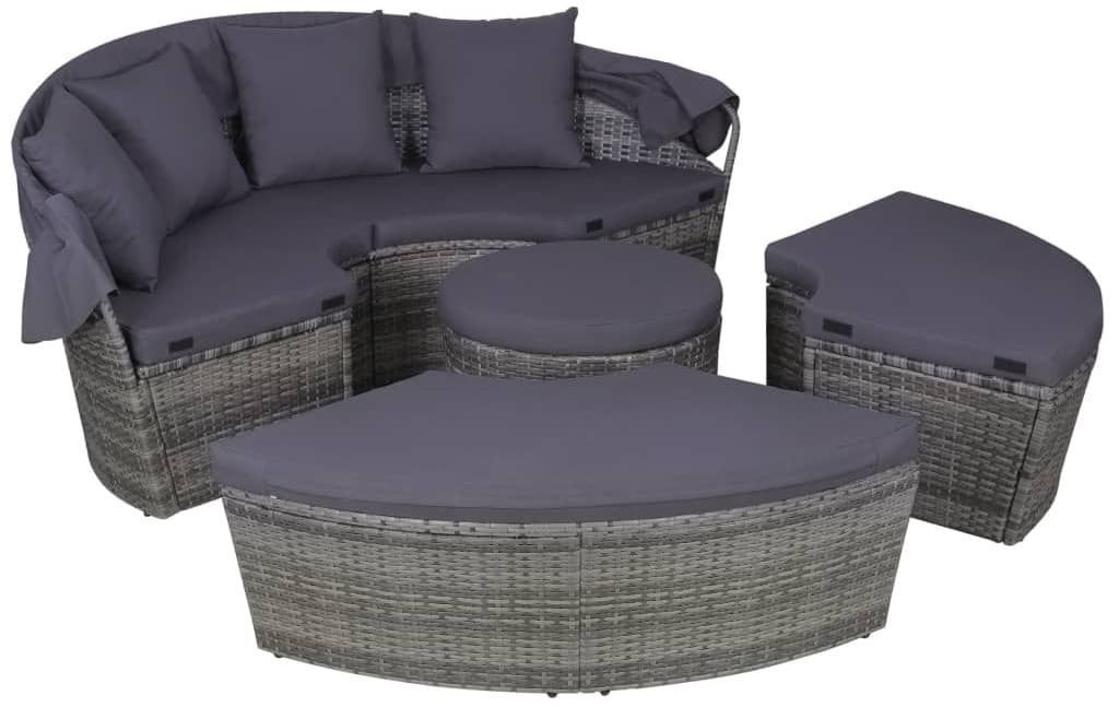 Muebles de jardín con cojines 4 piezas ratán sintético gris Vidaxl de Carrefour