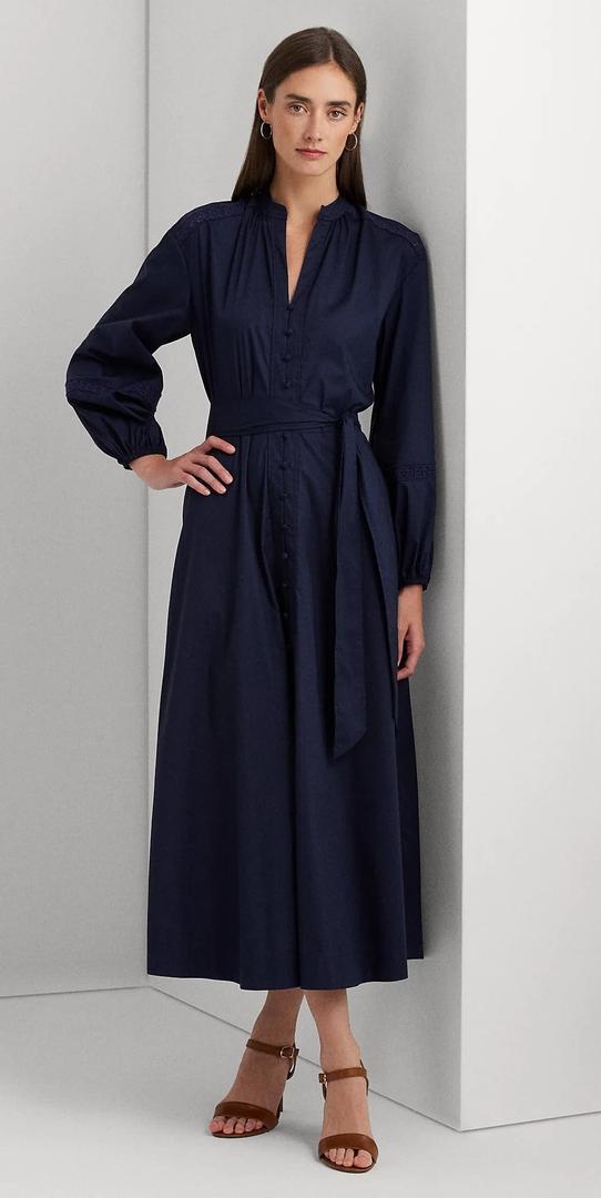 Vestido camisero de algodón con cinturón Ralph Lauren