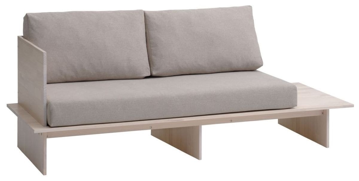 Diván cama SOLLERUP pino macizo tela gris claro de JYSK