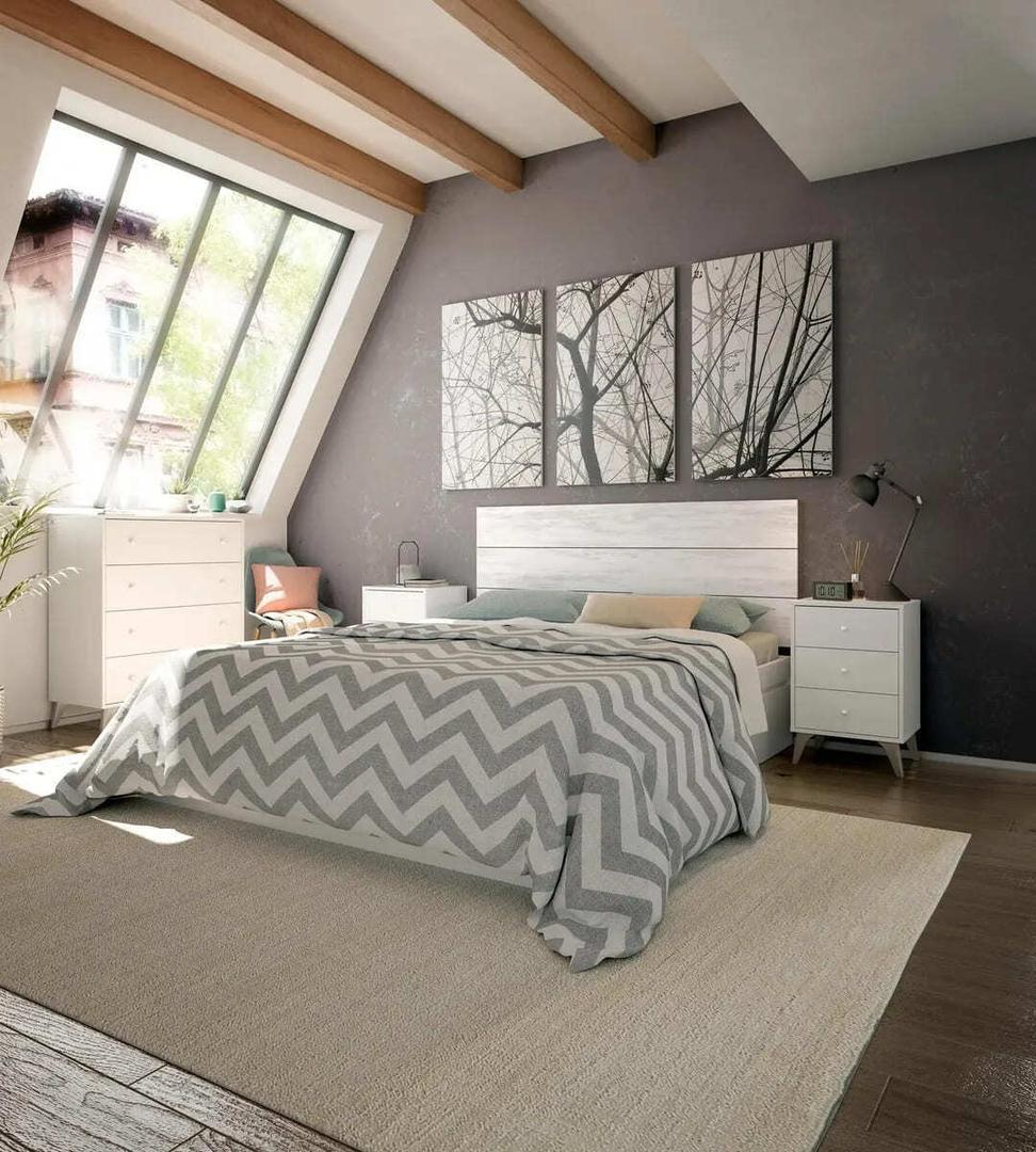 El conjunto de dormitorio con cabecero de cama y mesillas de noche Sweet blanco de Leroy Merlin