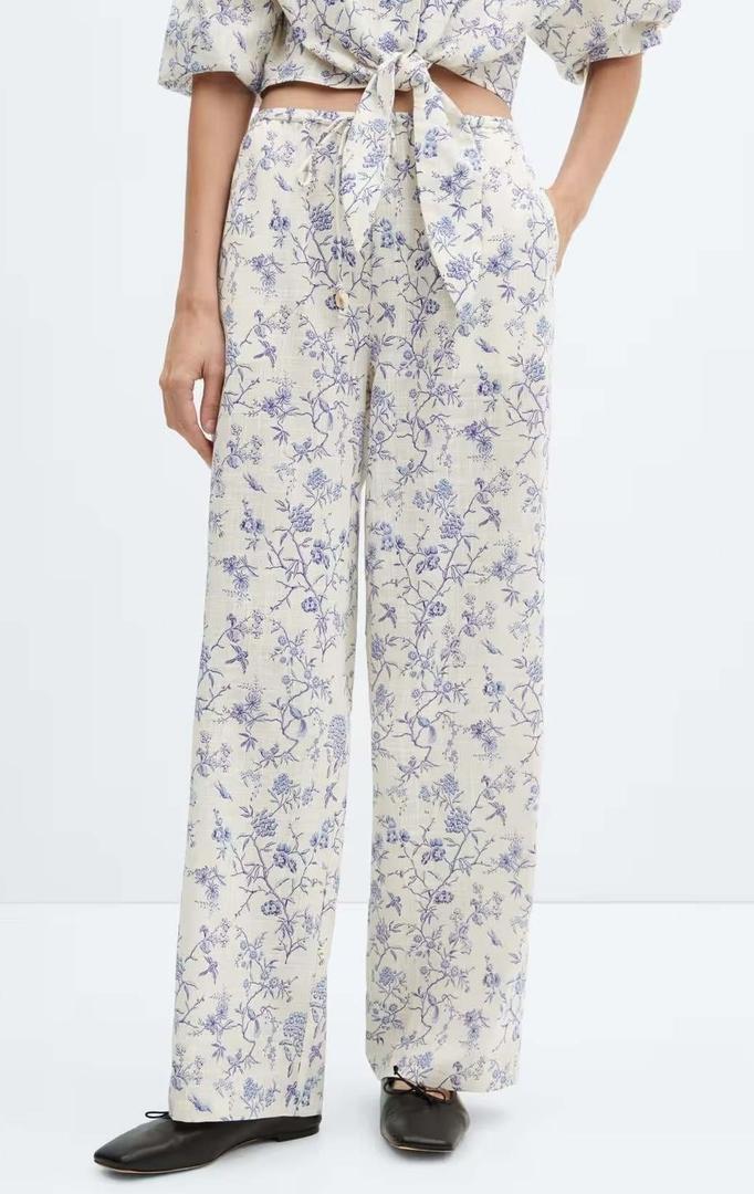 Pantalón algodón estampado de Mango