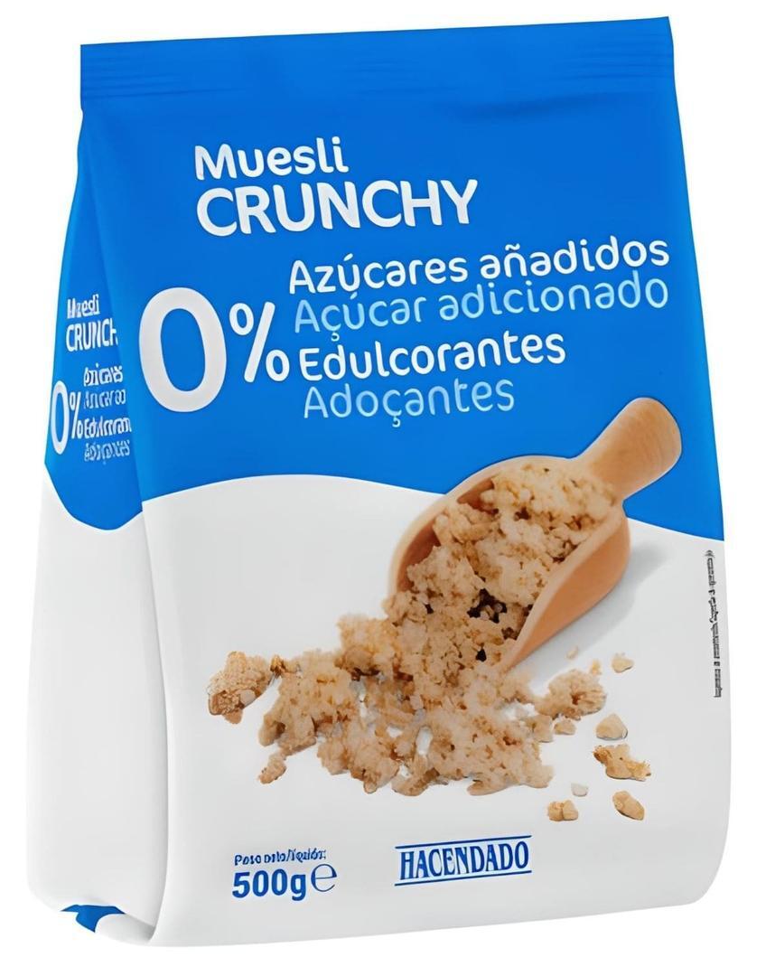 Muesli crunchy Hacendado sin azúcares añadidos ni edulcorantes
