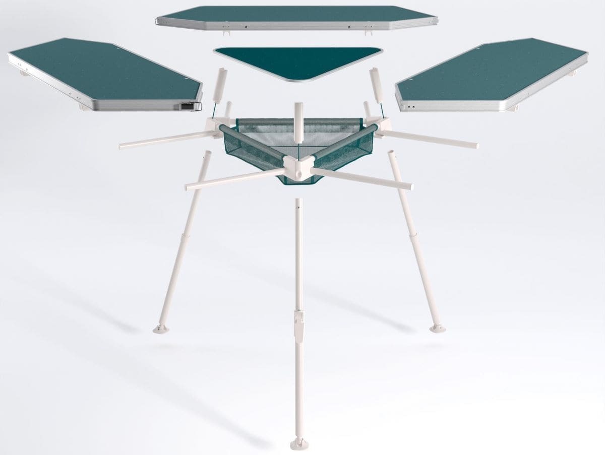 Quechua Mesa plegable hexagonal 6 personas con almacenamiento de Decathlon