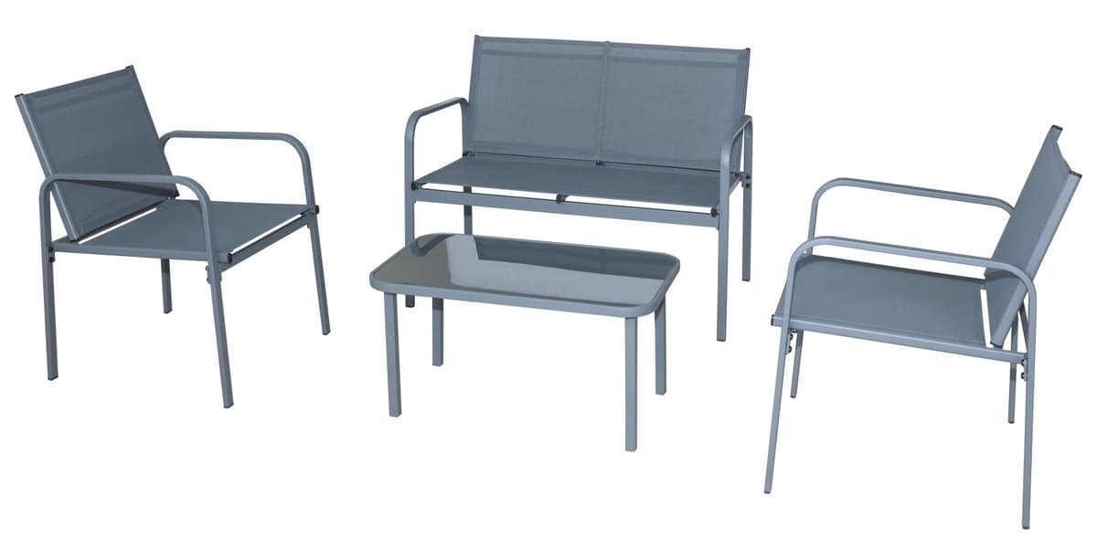 El conjunto de jardín con mesa, dos sillas y banco Antalya de Carrefour