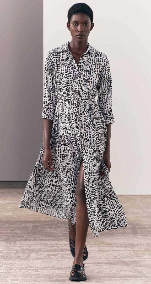 Vestido largo estampado ZW Collection de Zara