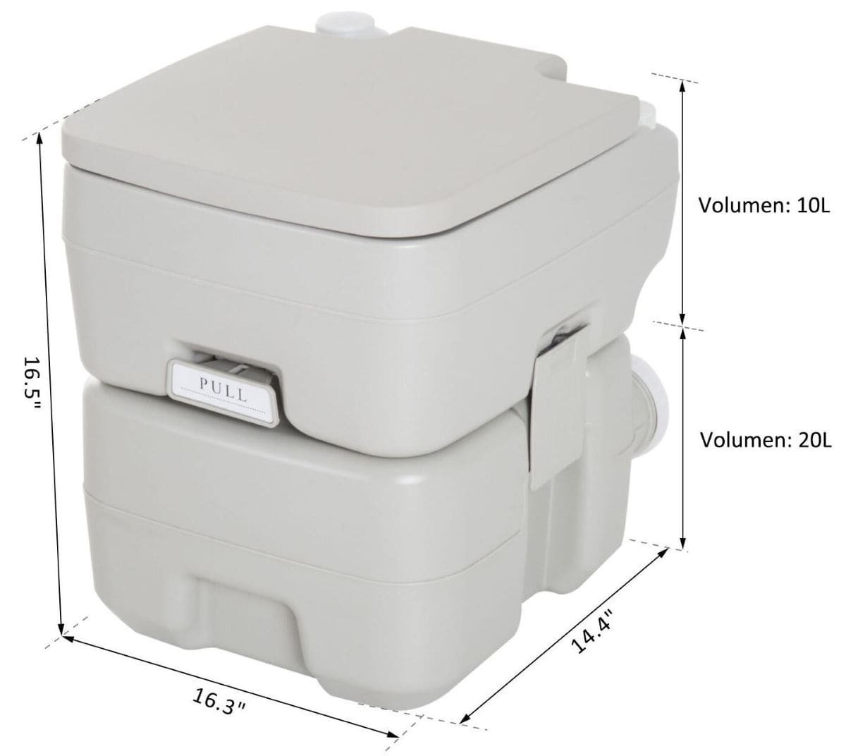 KLEANKIN Inodoro Portátil HOMCOM 41.5x36.5x42 cm Gris Claro de Decathlon