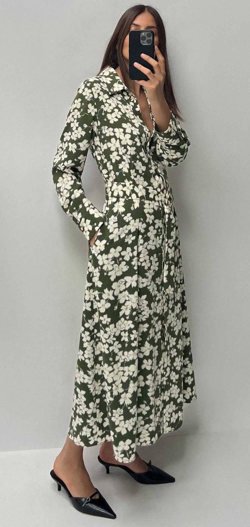 Vestido camisero estampado floral de Zara