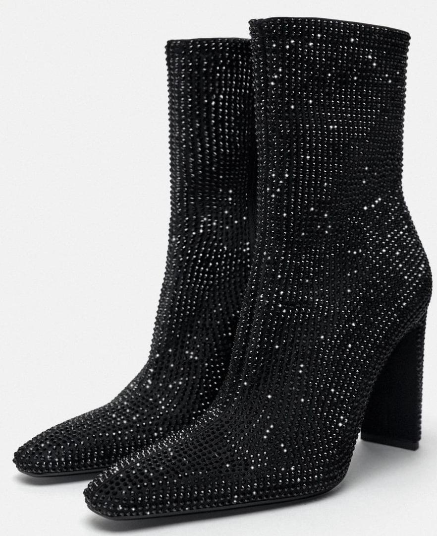 Botín de tacón con brillos