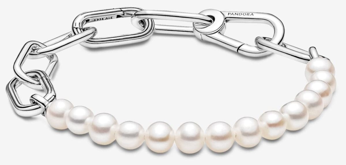 Pulsera de Eslabones Link y Perlas Cultivadas de Agua Dulce Pandora ME
