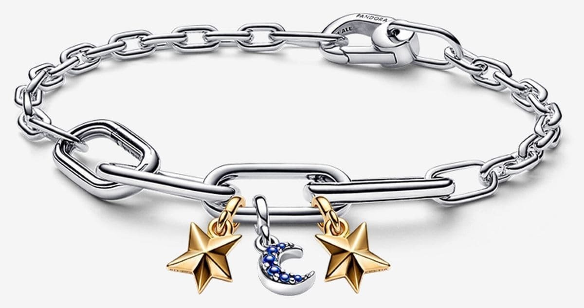 Conjunto de Regalo Pulsera Link Luna y Estrellas Pandora ME