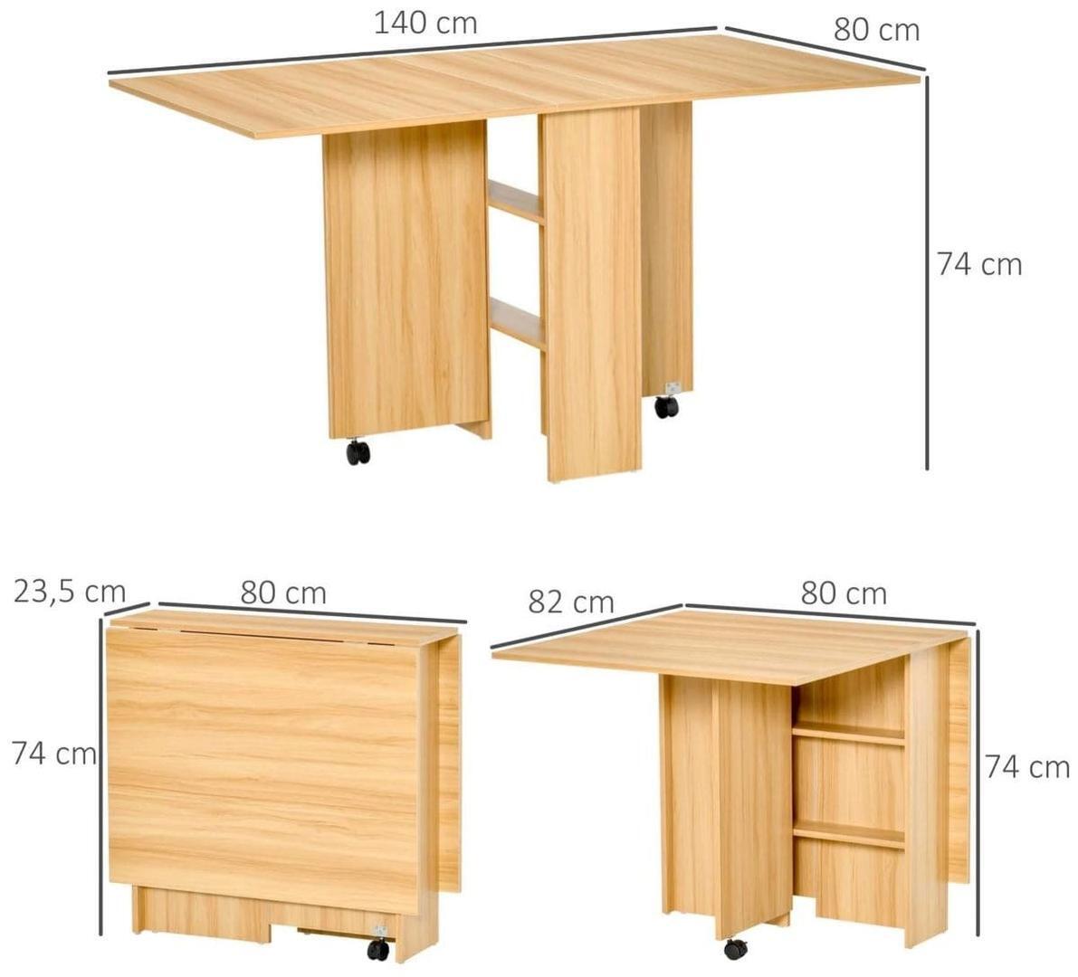 Mesa plegable con ruedas Homcom madera natural de Leroy Merlin