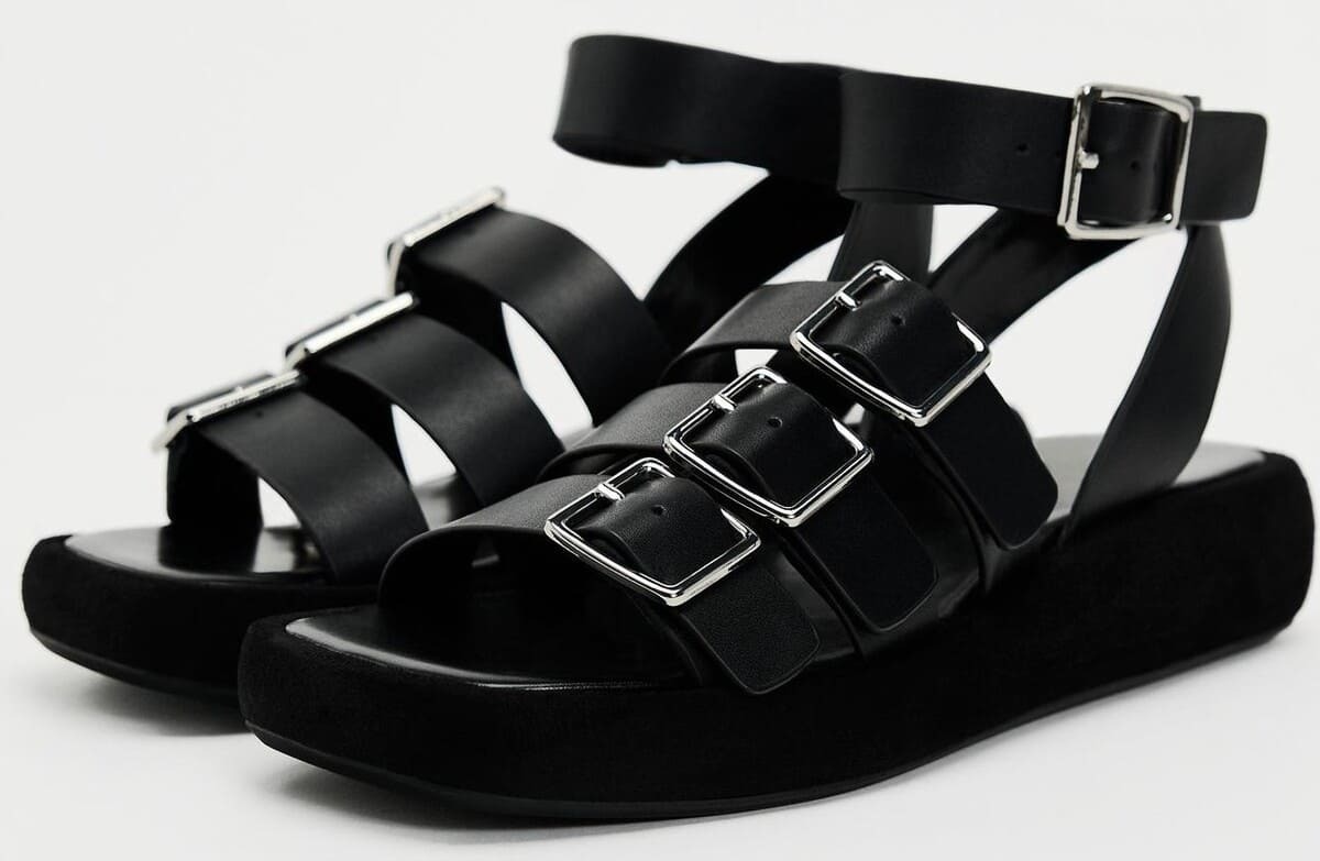 Sandalias flatform de tiras y hebillas