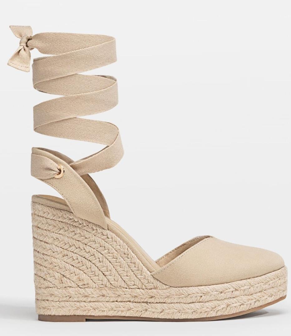 Alpargatas de cuña, yute y ajuste trenzado