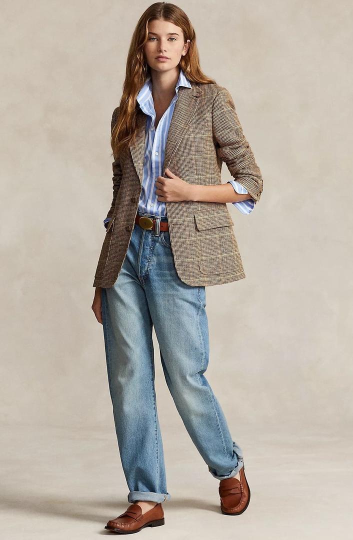 La blazer de lino y seda color camel de Ralph Laurent