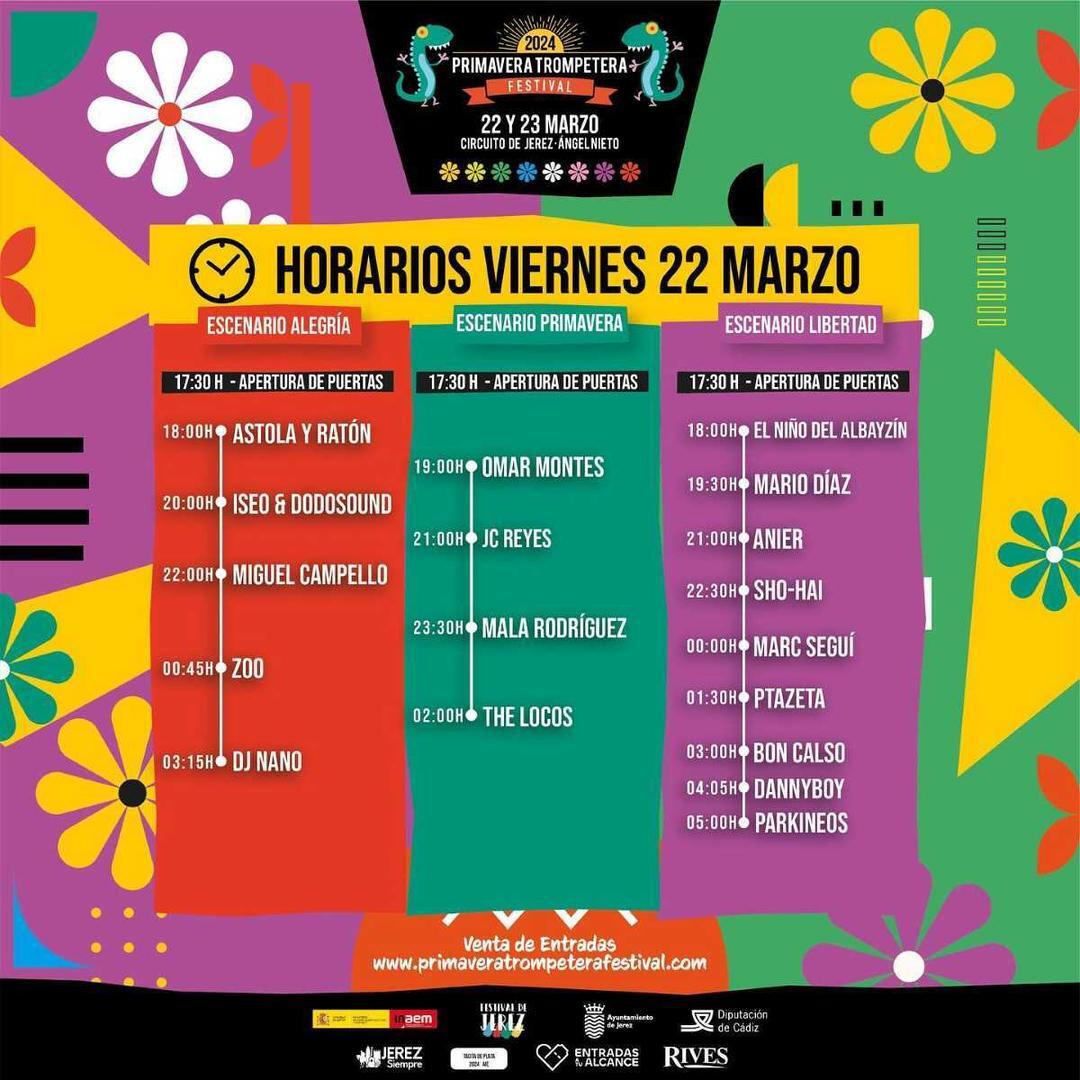 Horarios del viernes del Primavera Trompetera Festival 2024