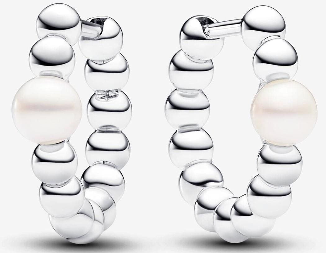 Pendientes de aro Perlas Cultivadas de Agua Dulce y Cuentas de Pandora