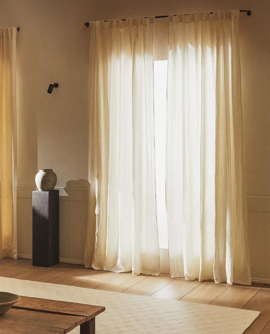Cortina de lino de alto gramaje