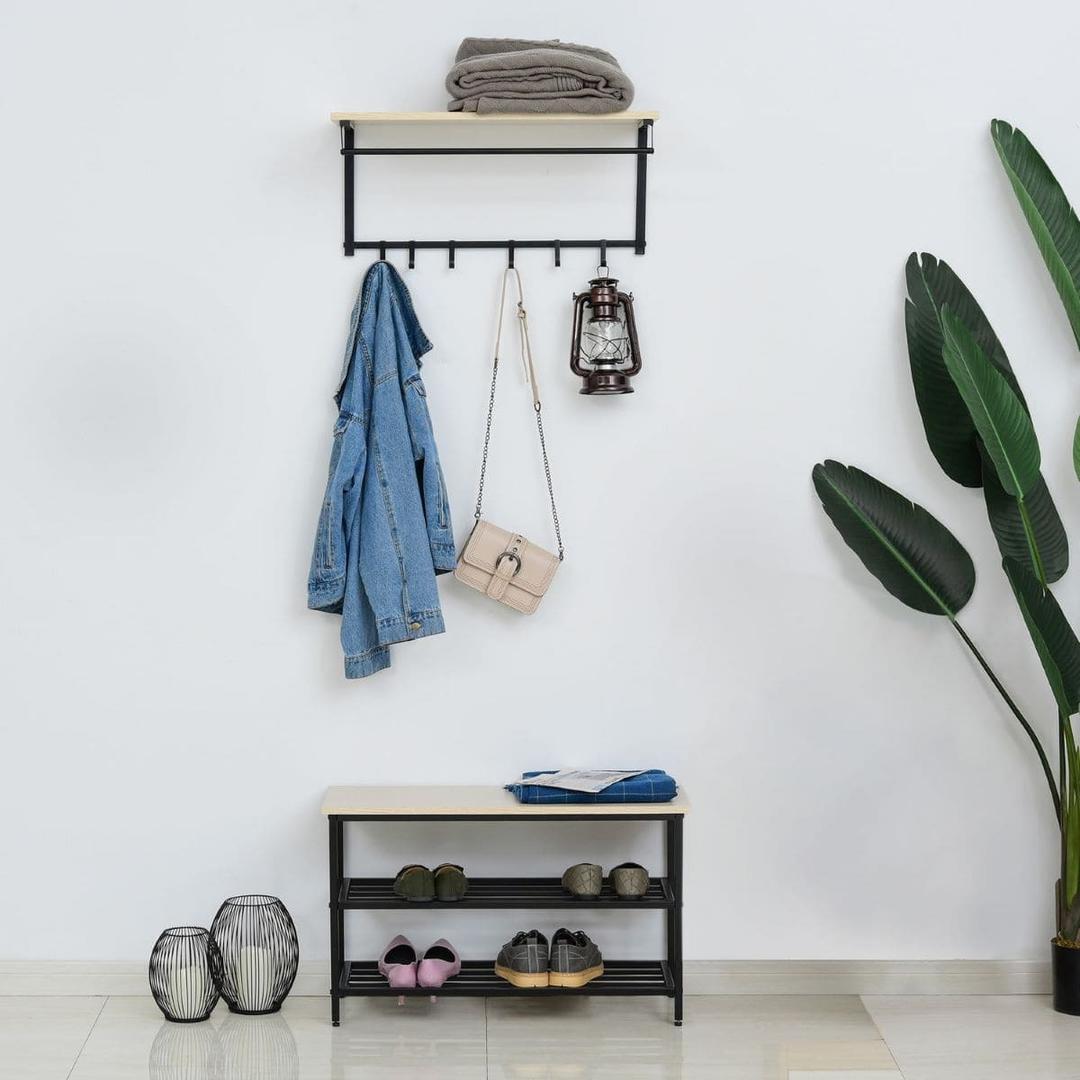 Zapatero con banco y perchero Homcom