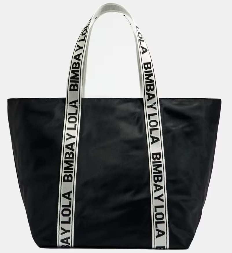 Bimba y Lola Bolso de hombro estilo shopper negro con cierre de cremallera de El Corte Inglés