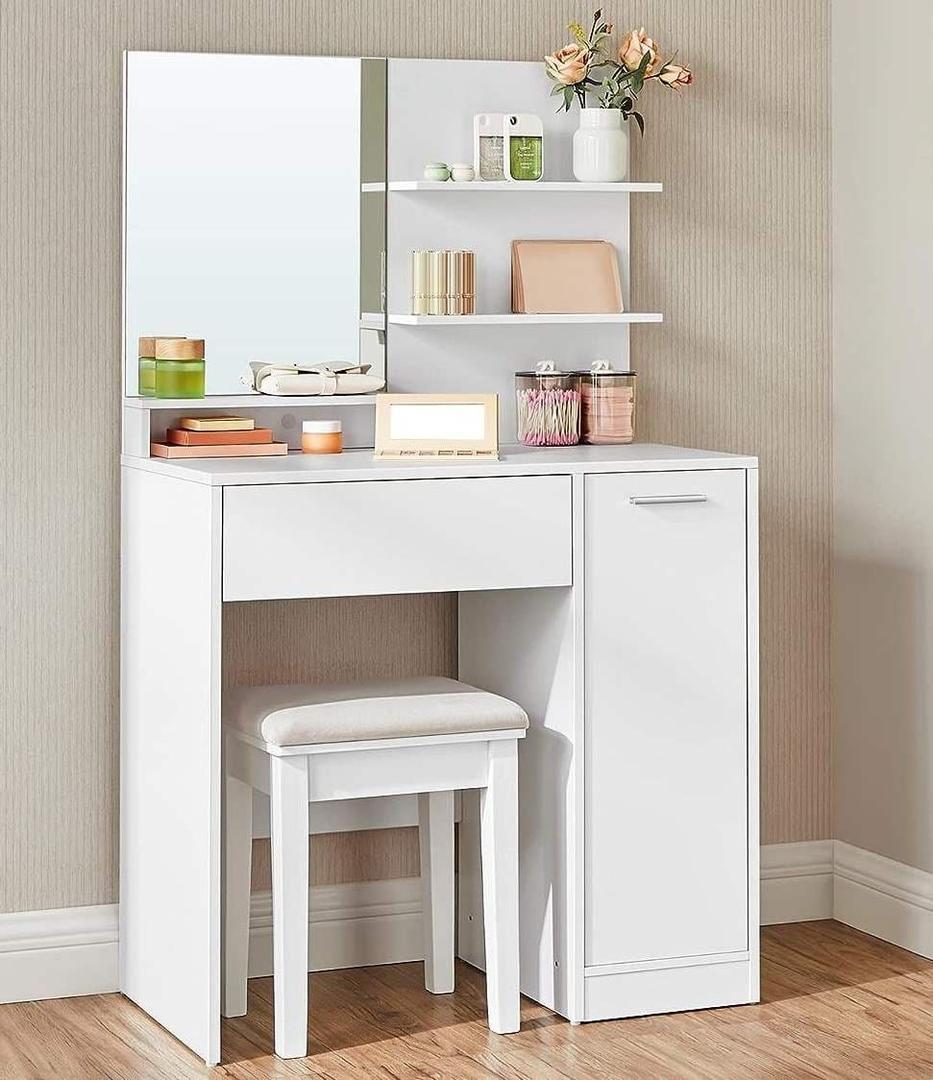 VASAGLE Tocador de maquillaje con espejo grande de Amazon