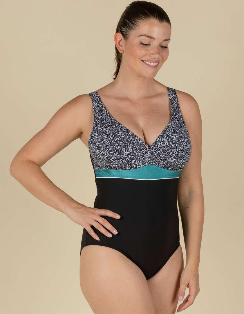 Nabaiji Bañador Mujer natación moldeador negro azul grisáceo de Decathlon