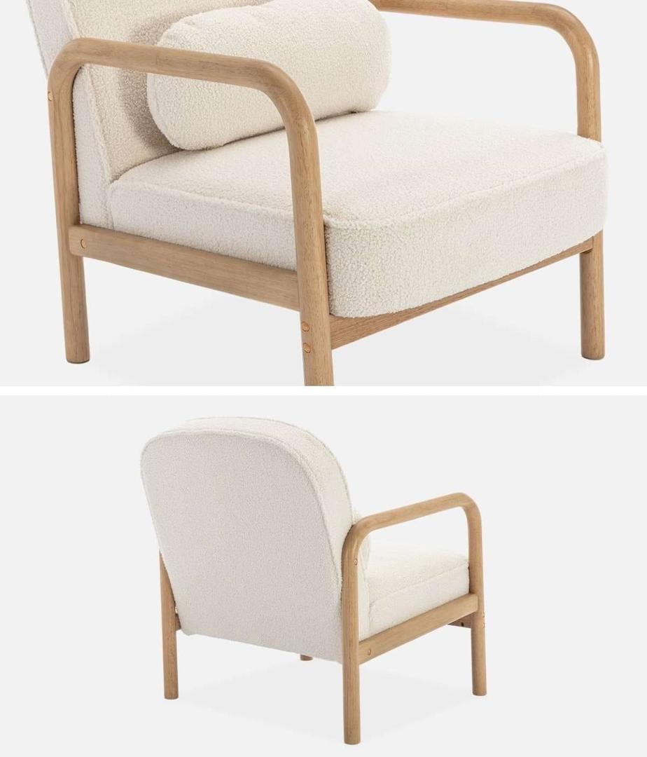 Sillón De Madera De Hevea Con Respaldo Blanco Rizado de Carrefour