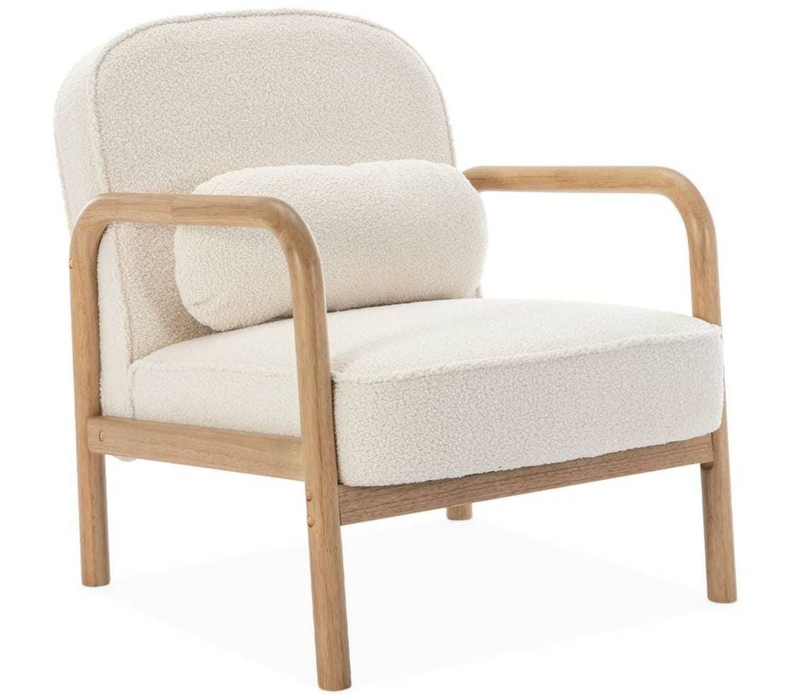 Sillón De Madera De Hevea Con Respaldo Blanco Rizado de Carrefour