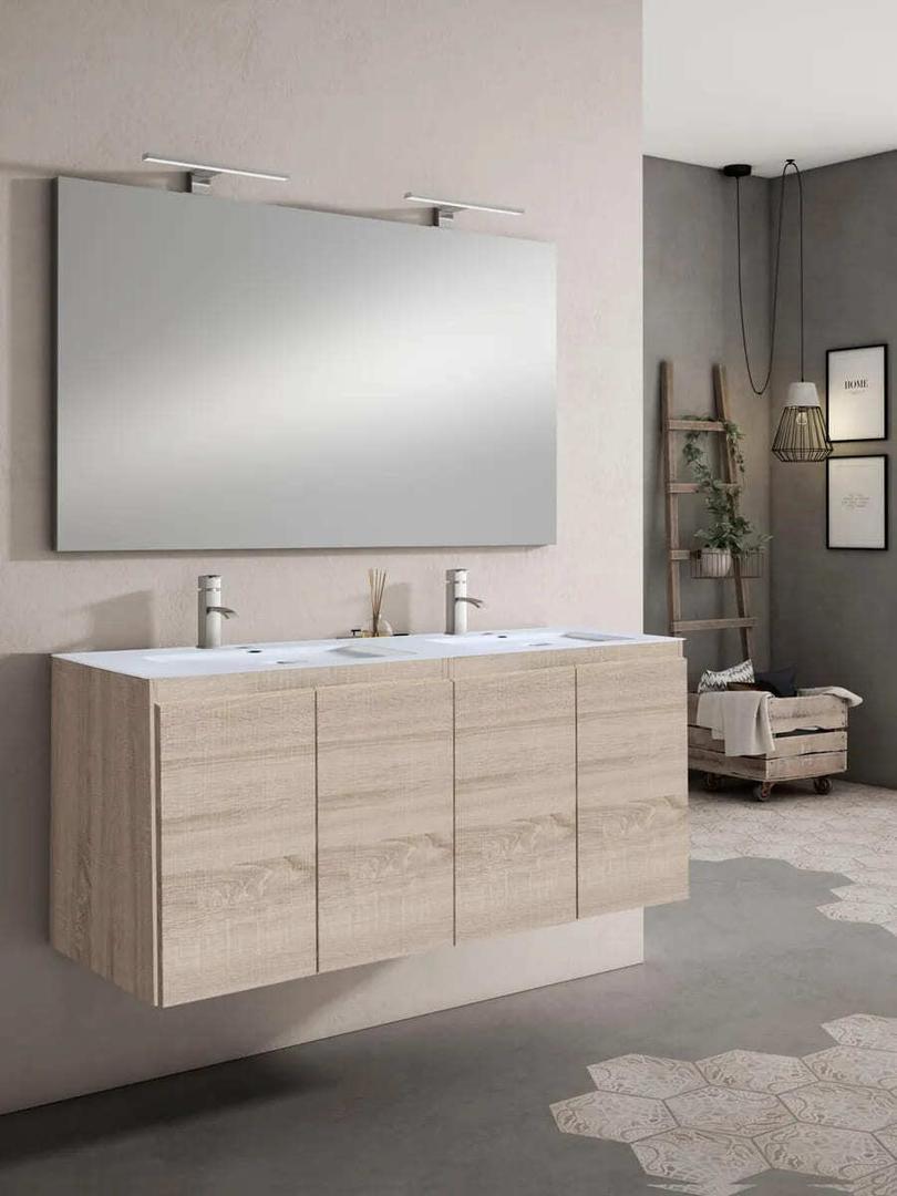 El mueble de baño con lavabo y espejo Prima roble claro de Leroy Merlin