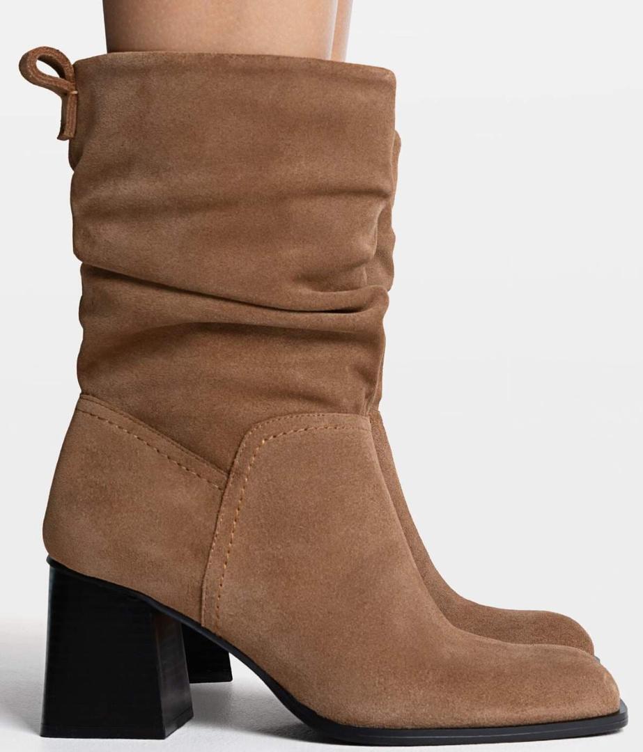 Botines tacón slouchy piel de Stradivarius