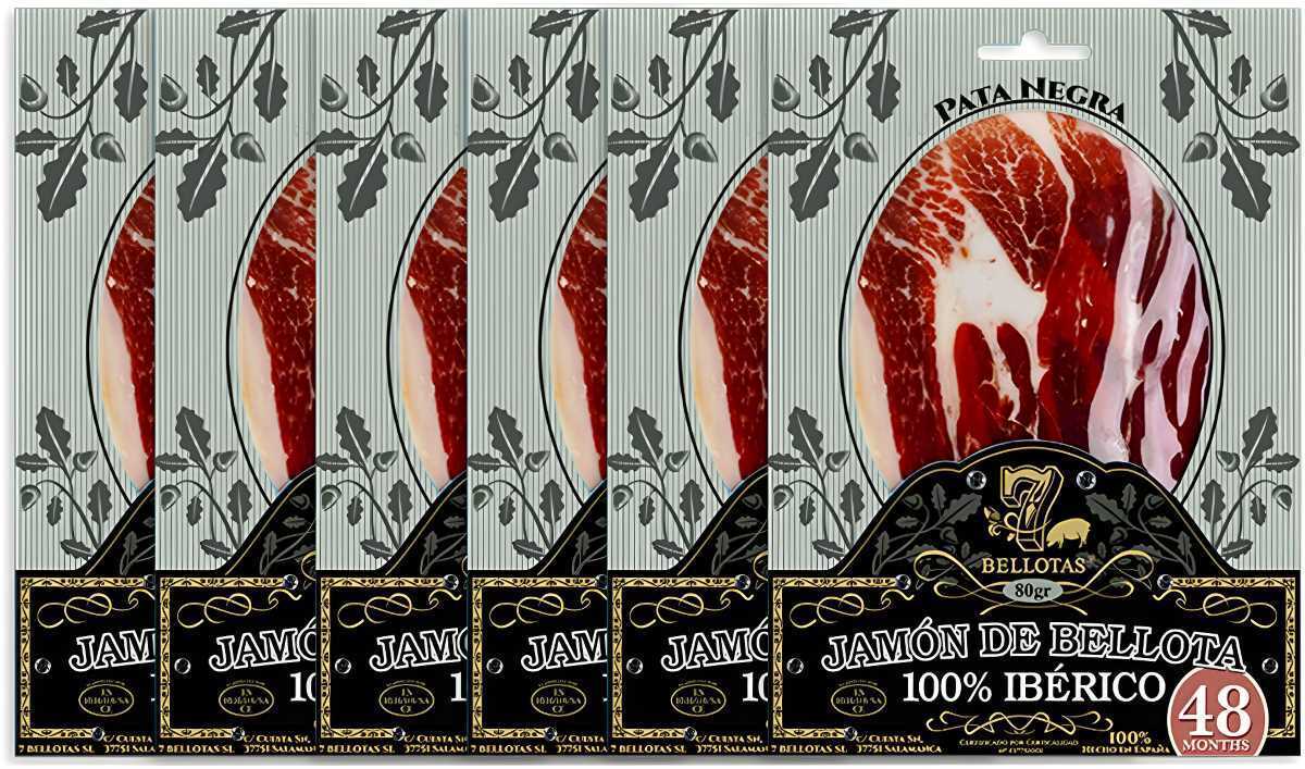 Jamón ibérico de bellota 100% de la marca 7 Bellotas en Amazon